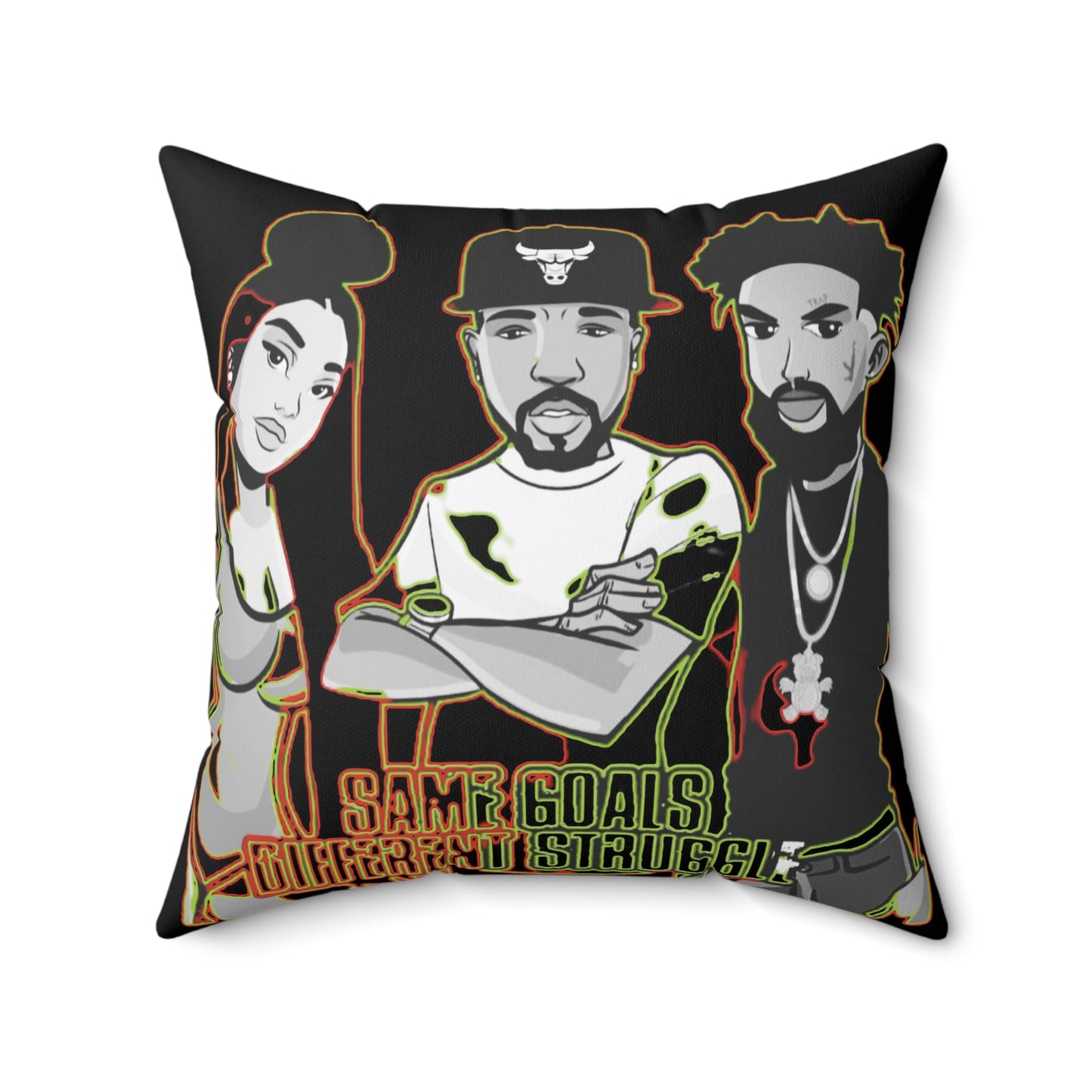 Same Goals Different Struggles Faux Suede Square Pillow