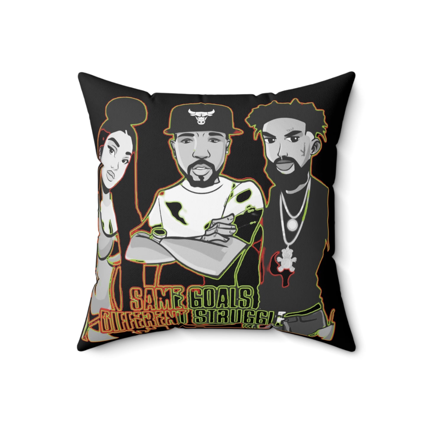 Same Goals Different Struggles Faux Suede Square Pillow