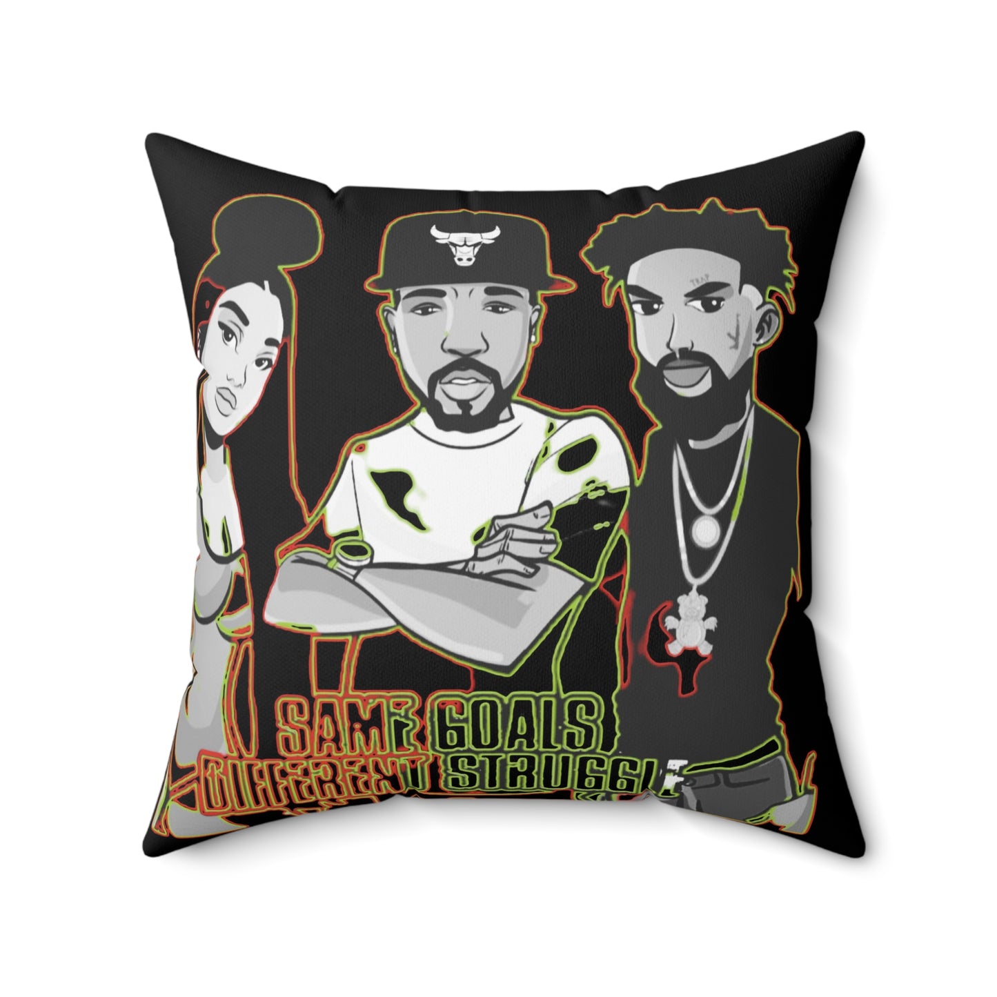 Same Goals Different Struggles Faux Suede Square Pillow