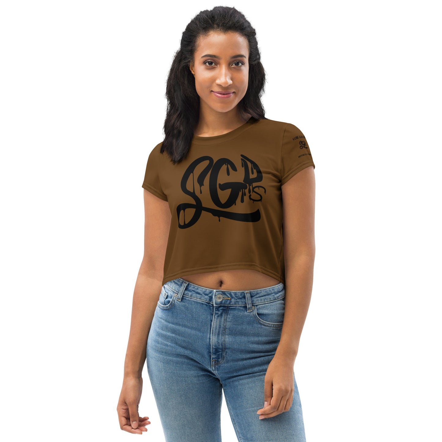 Same Goals Different Struggles Women’s Brown Crop Tee