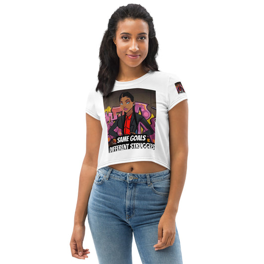 Same Goals Struggles Different Women’s Print Crop Tee