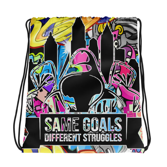 Same Goals Different Struggles Drawstring bag