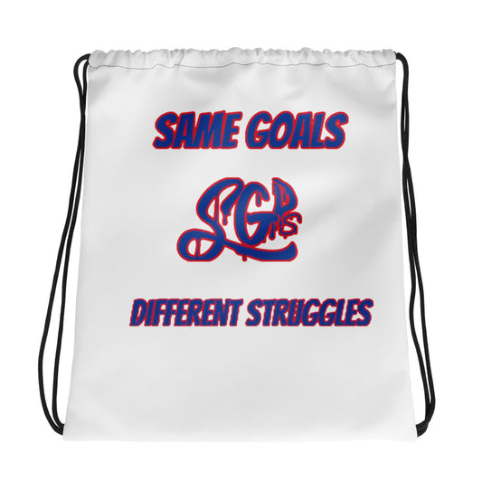 Same Goals Different Struggles Drawstring bag